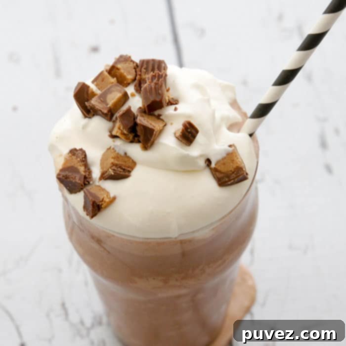 Chocolate Peanut Butter Milkshake-tastes like drinking a frozen peanut butter cup!