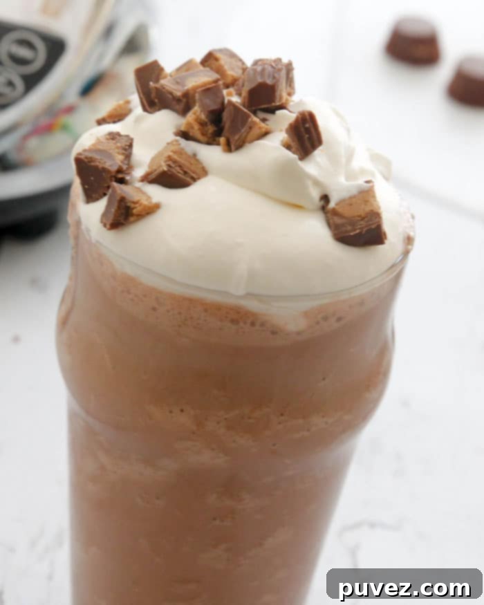 Chocolate Peanut Butter Milkshake-tastes like drinking a frozen peanut butter cup!