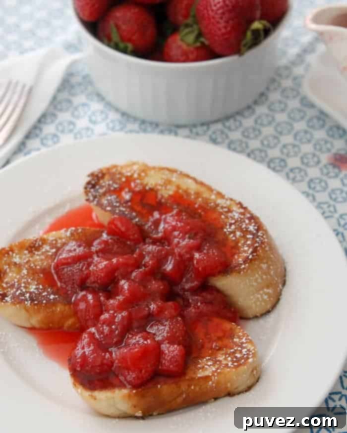 Vanilla French Toast with Fresh Strawberry Syrup