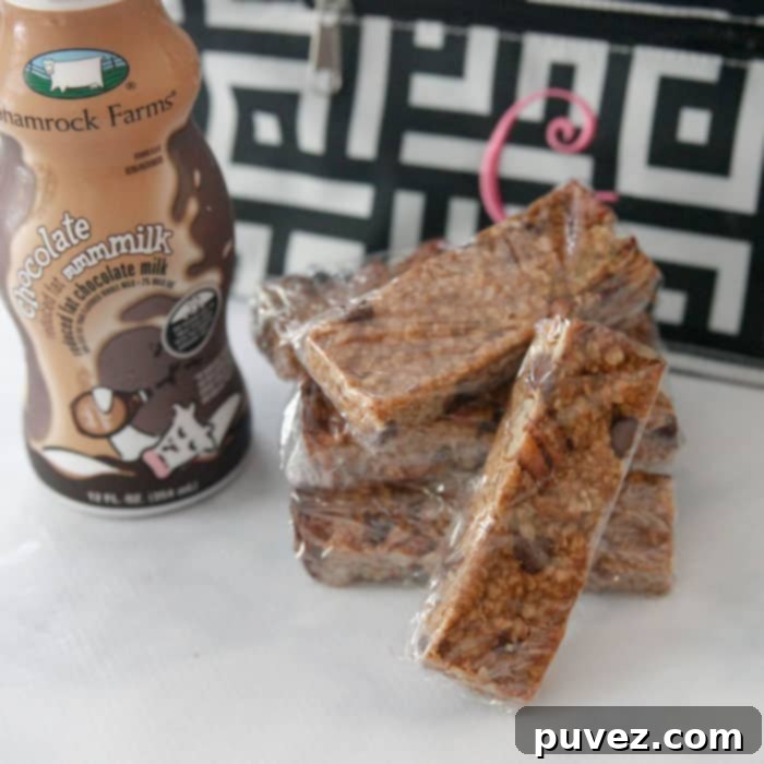 Peanut Butter Chocolate Chip Granola Bars with Shamrock Farms Chocolate Milk