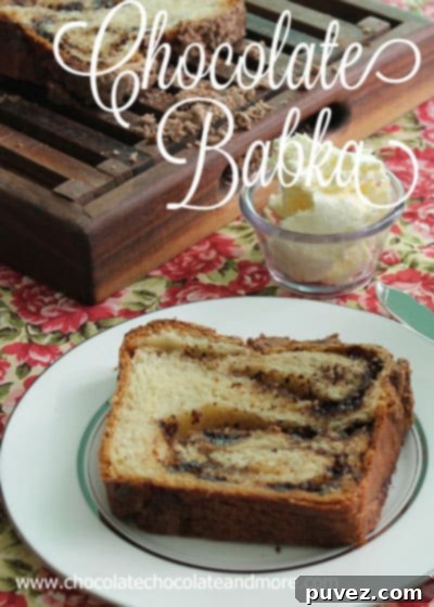 Beautifully baked Chocolate Babka loaf with visible chocolate swirls
