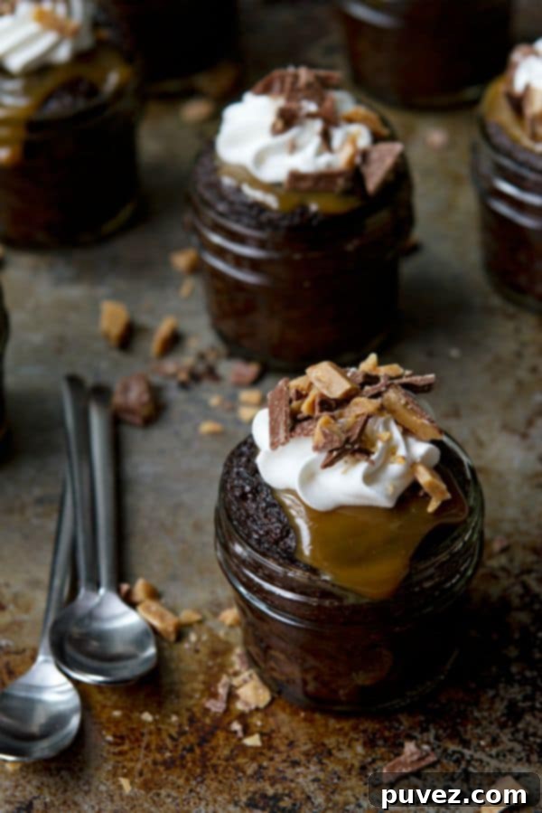 Mini Chocolate Poke Cakes by mybakingaddiction.com