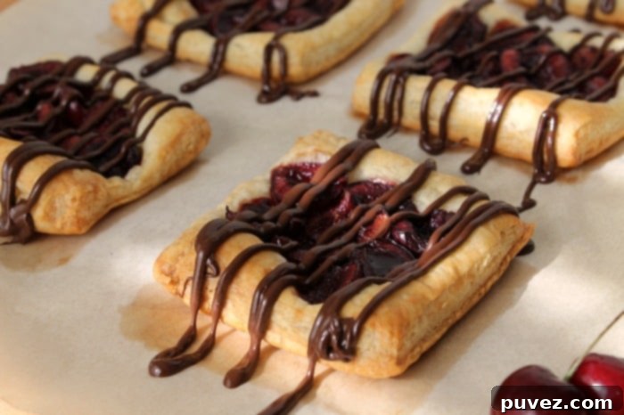 Chocolate Cherry Tarts recipe card final image for Pinterest