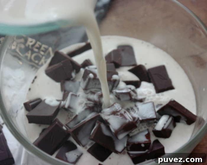 Green & Black 70% Organic Chocolate and hot whipping cream create a smooth ganache