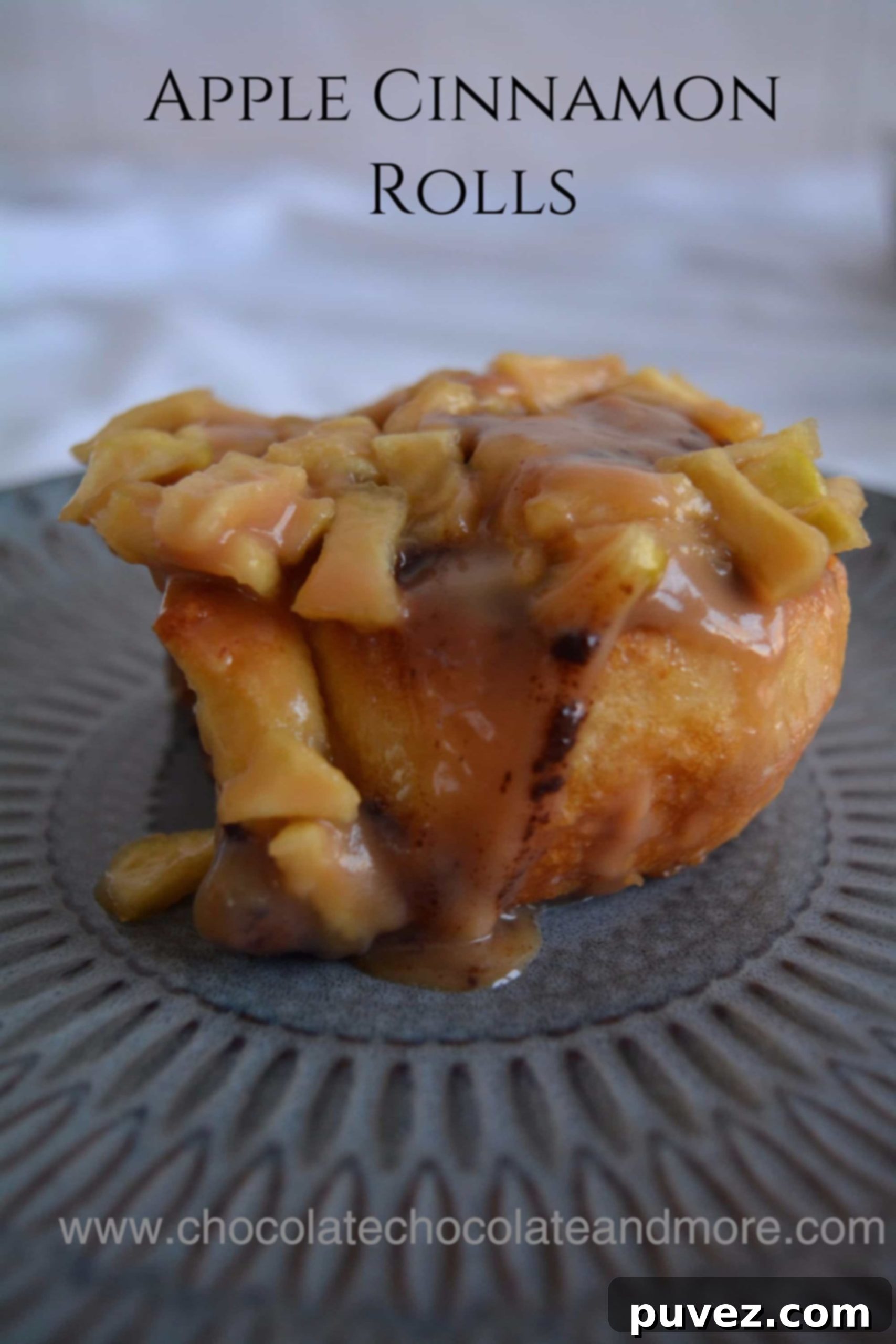 Delicious homemade caramel apple cinnamon rolls ready to be served