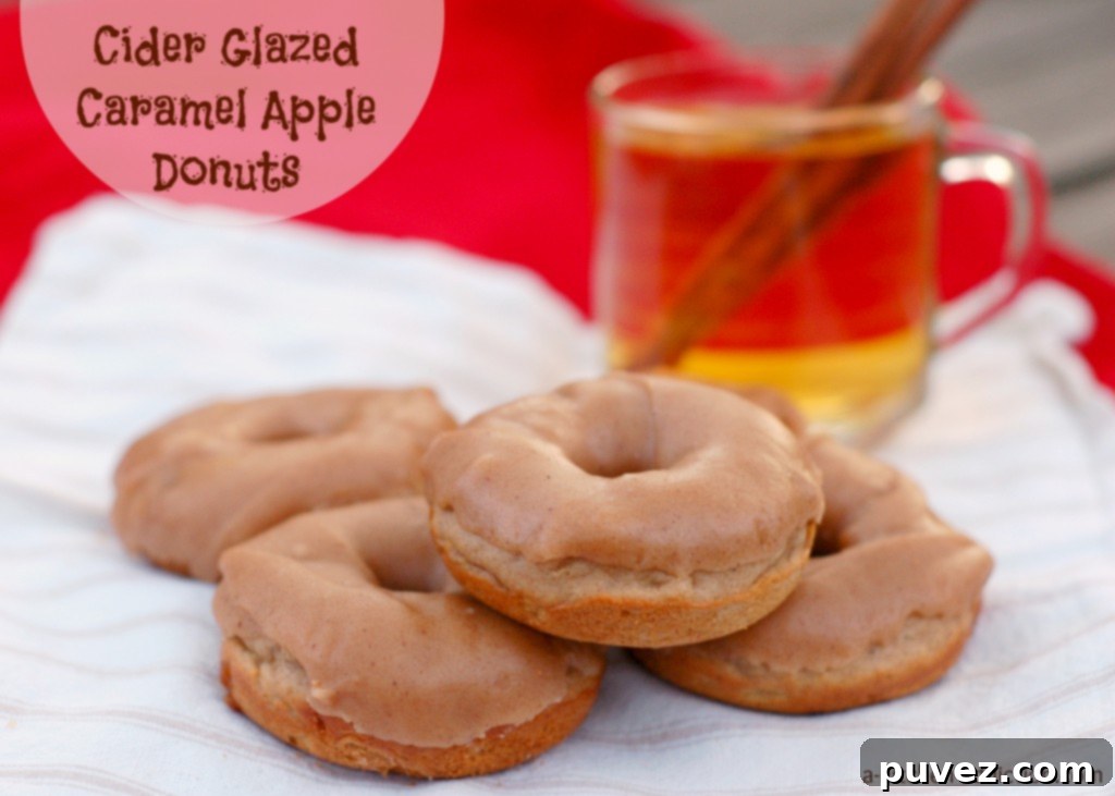 Cider Glazed Caramel Apple Donuts with a sweet glaze