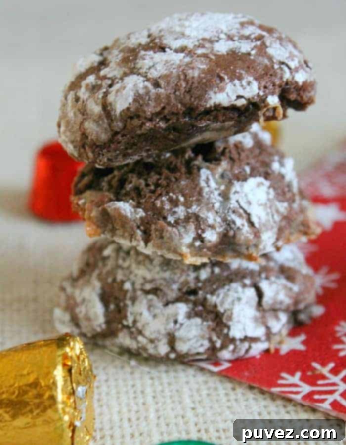Rolo Crinkle Cookies ready to eat
