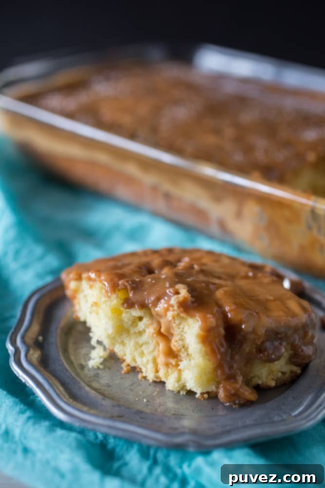 This super simple salted caramel butterscotch poke cake is packed full of flavor and ready in no time. You'll love this semi homemade treat!