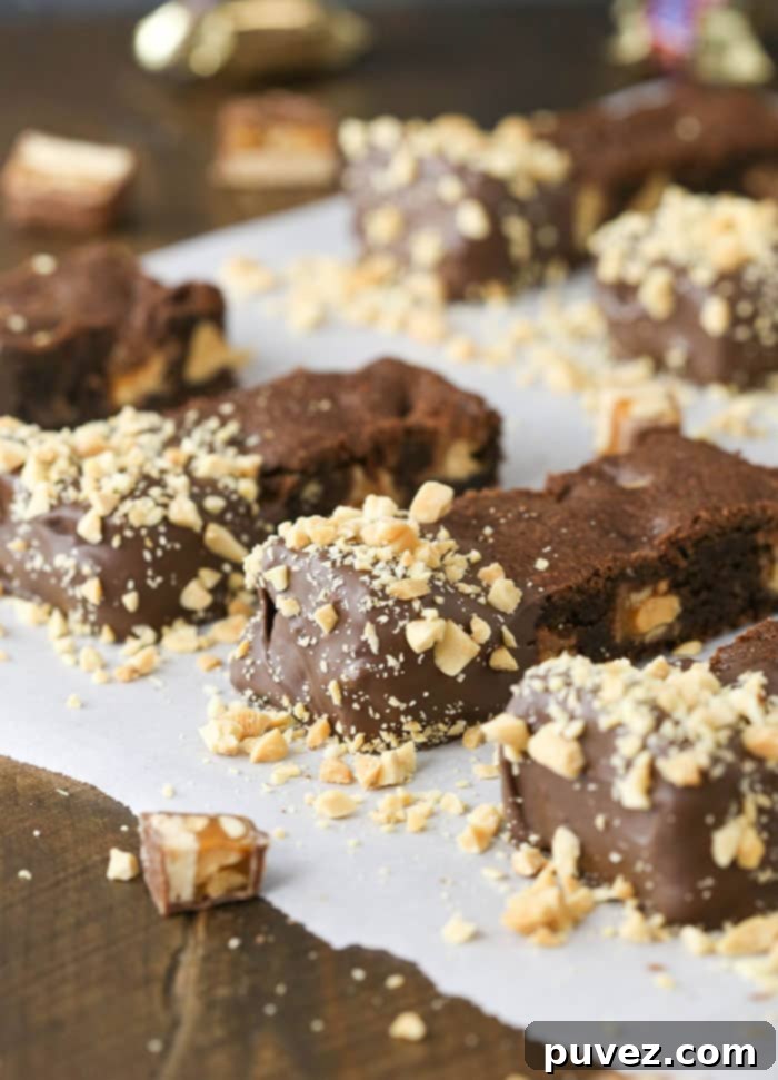 Chewy Snickers Chocolate Dipped Blondies 6 Finished Chocolate Dipped Snickers Cookie Bars