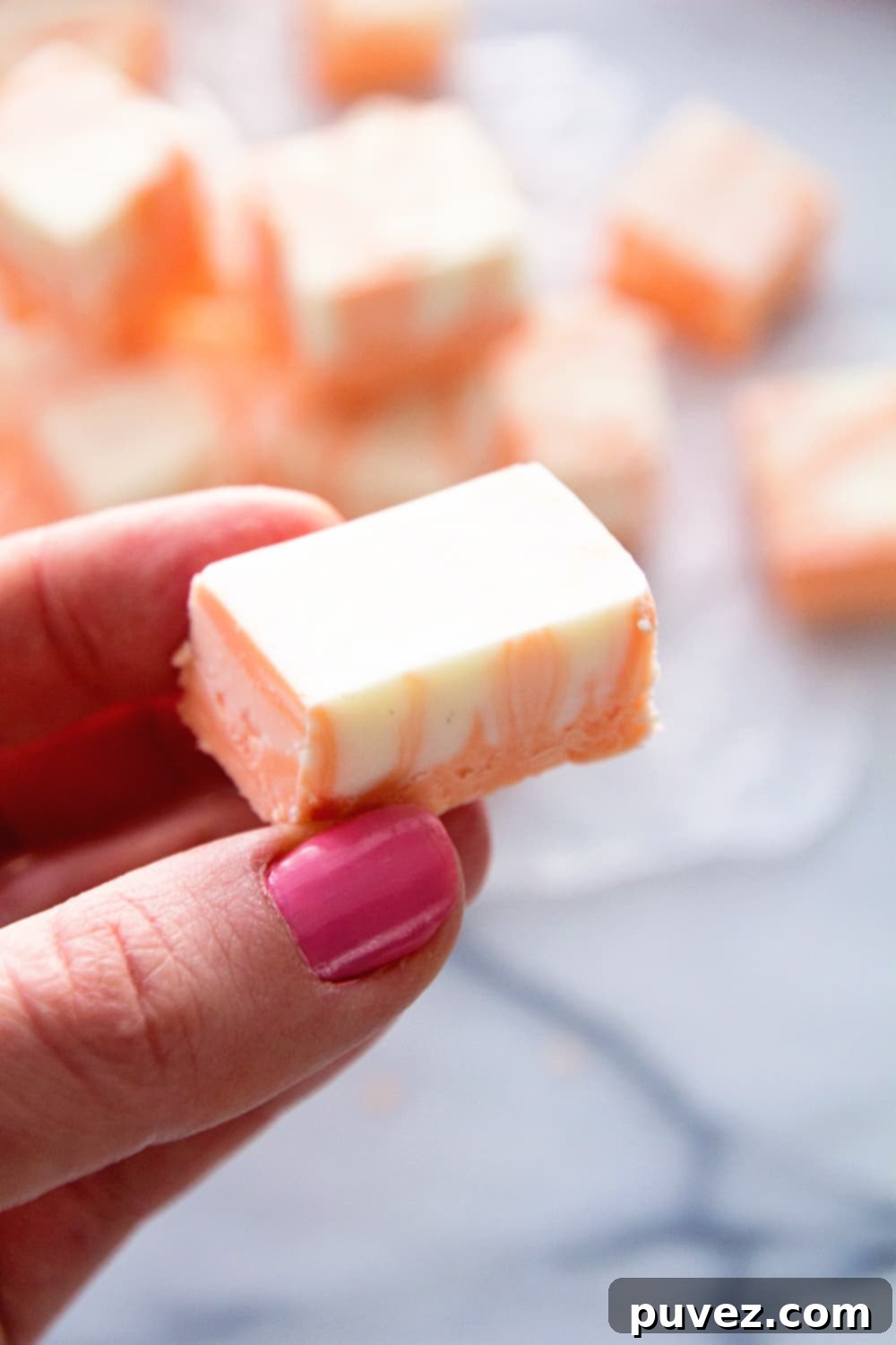 Easy Orange Creamsicle Fudge ~ This Fool Proof Fudge will have everyone thinking you slaved over it! Super Simple, Smooth, Creamy Fudge!