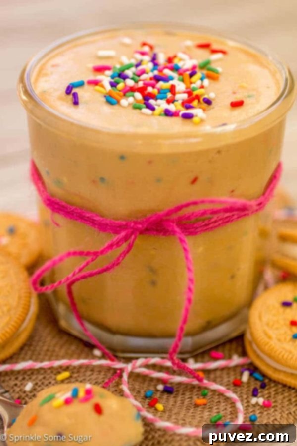 Delicious Funfetti Golden Oreo Butter, a perfect treat for snacking or gift-giving.