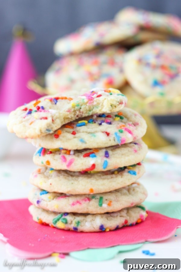 Soft and Chewy Sprinkle Sugar Cookies. The more sprinkles the better!