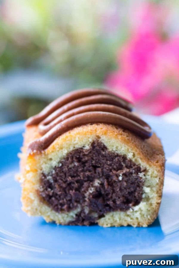 Slice of Marble Pound Cake on a Plate