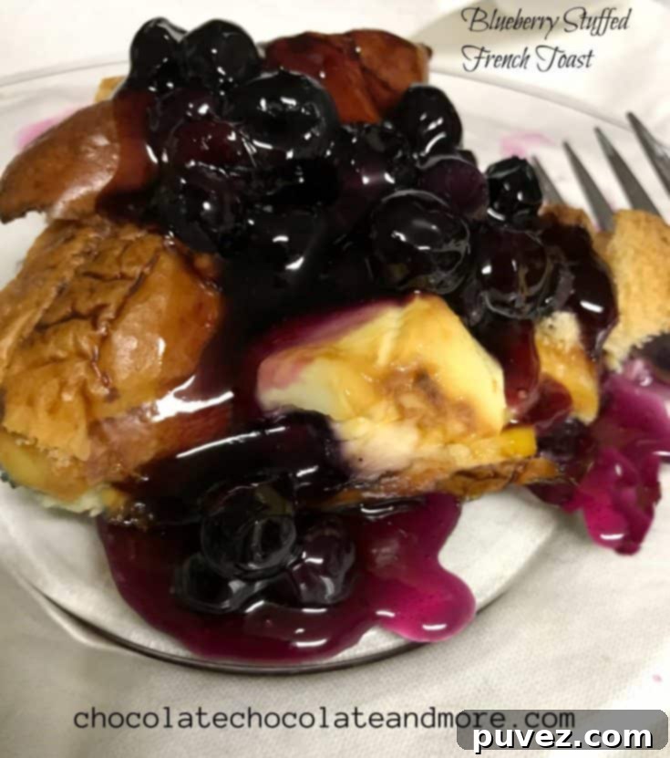 Blueberry Stuffed French Toast with powdered sugar