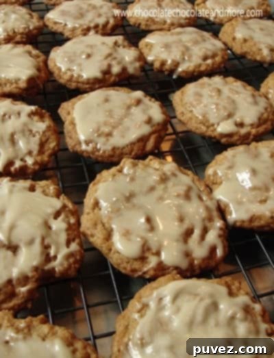 Pinterst pin for Maple Glazed Oatmeal Cookies