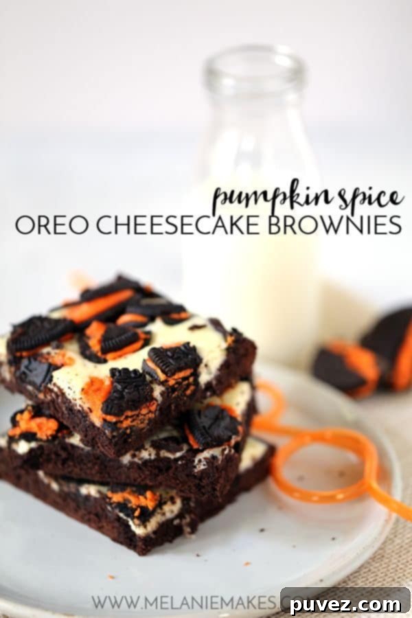 Pumpkin Spice OREO Cheesecake Brownies, a layered dessert.