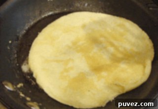 Image of a perfectly cooked golden brown crepe.