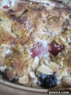 Delicious Very Berry Nut Crumble with a golden topping