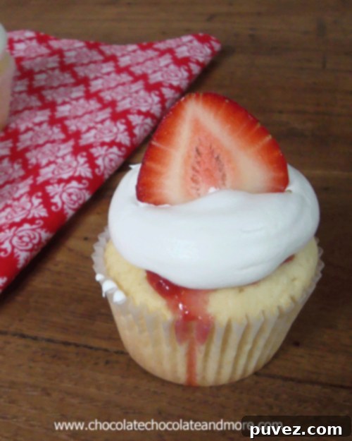 Strawberry Shortcake Cupcakes from Chocolate, Chocolate and more, a delightful summer treat.