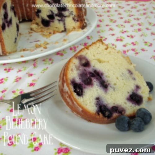 Beautifully glazed Lemon Blueberry Pound Cake, perfect for any occasion.
