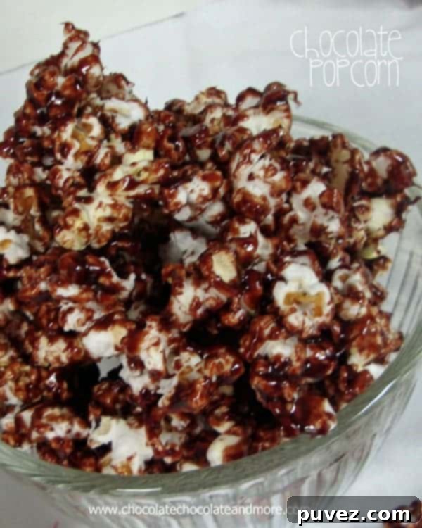 Delicious Chocolate Popcorn, a perfect sweet and crunchy snack.