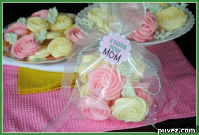 Delicate Meringue Roses arranged beautifully