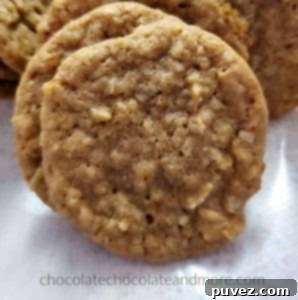 A close-up shot of a chewy coconut cookie, showing its moist and tender interior with flecks of finely chopped coconut.