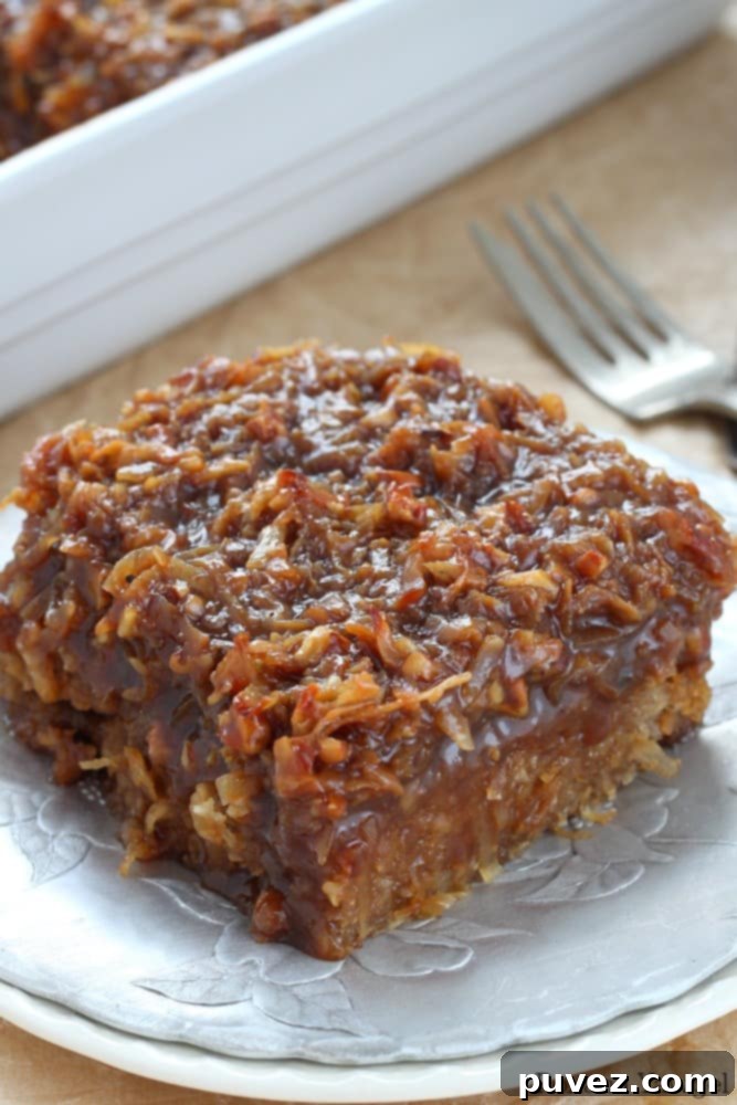 Caramel Coconut Pecan Oatmeal Cake