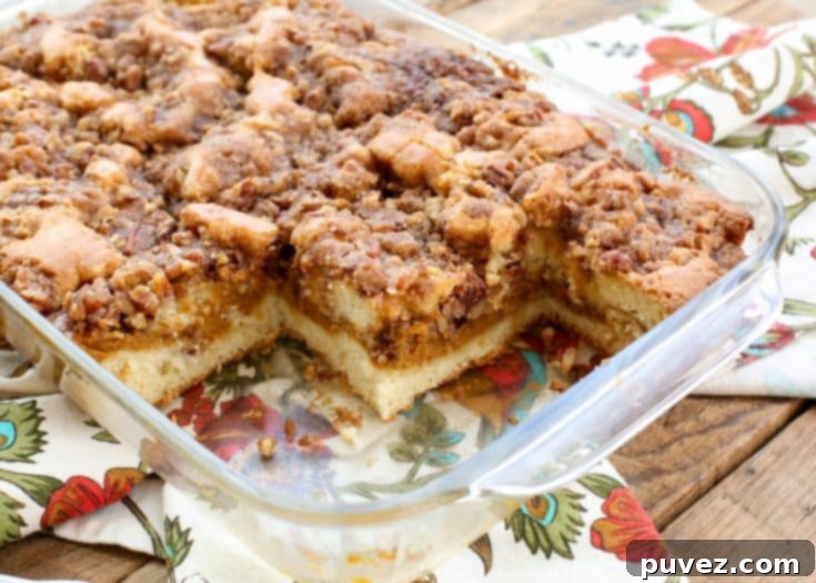 A delicious Pumpkin Coffee Cake with streusel topping.