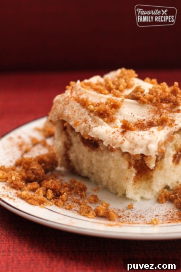 Delicious Cinnamon Swirl Cake with a creamy glaze