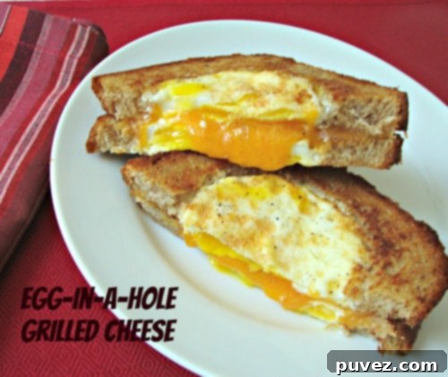 Egg-in-a-hole Grilled Cheese sandwich with perfectly cooked egg