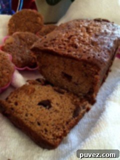 Moist and rich Chocolate Banana Bread loaf.