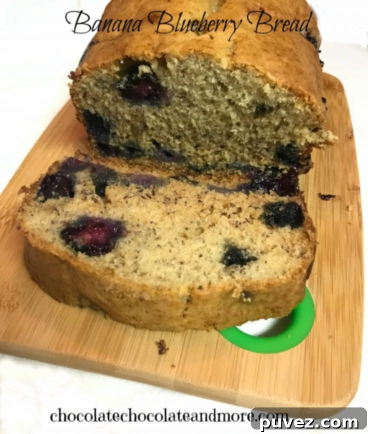 Slice of delicious Banana Blueberry Bread