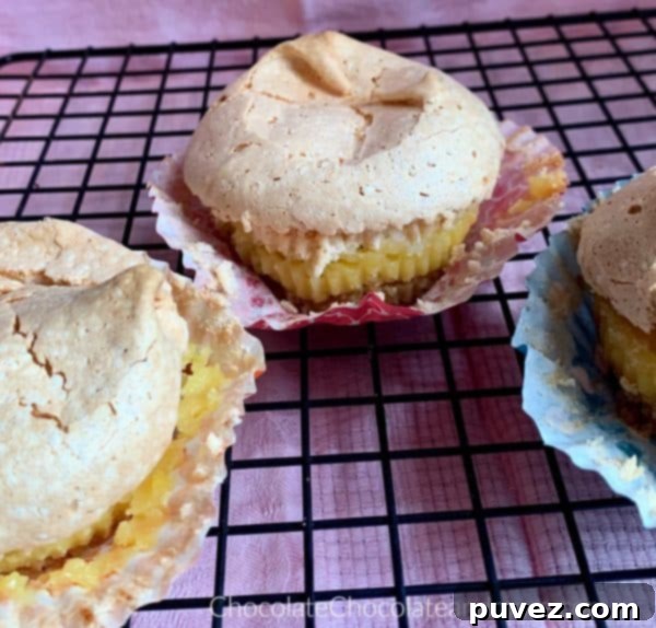 Close-up of Vanilla Wafer Meringue Pie Cups showing their structured meringue peaks, ready to be enjoyed.