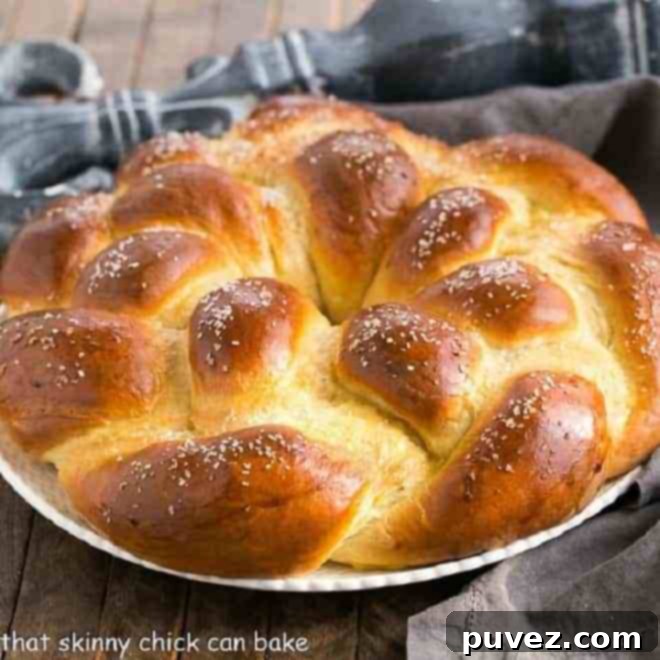 Braided Easter bread with colorful eggs