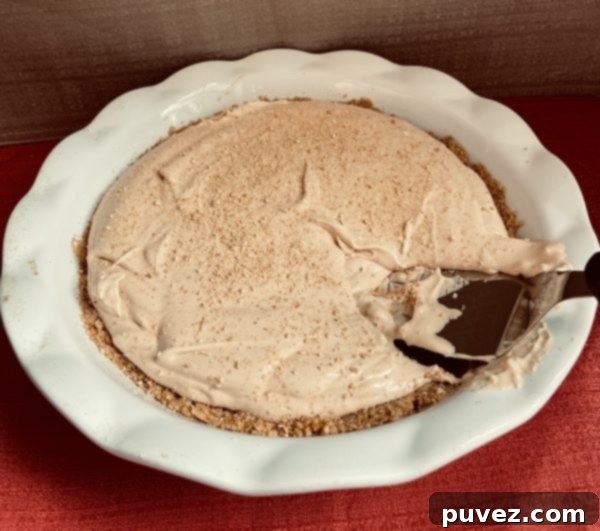 Caramel Pie Pudding on a red background