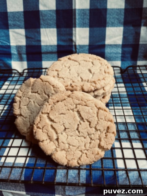 a stack of Cream Cheese Frosted Sugar Cookies sitting on a cooling rack on a blue and white checkered background.