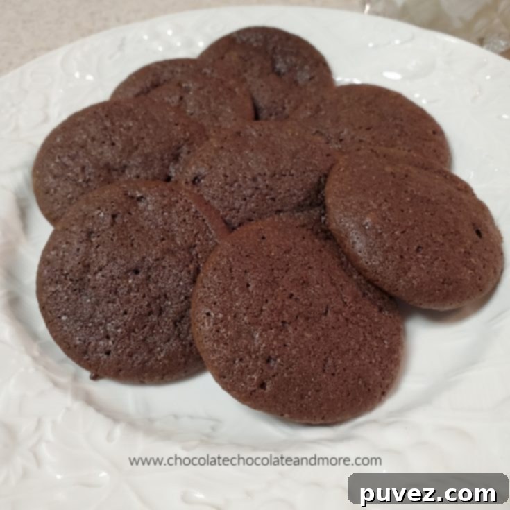 Classic Chocolate Drop Delights 4 loads of chocolate cookies on a white plate