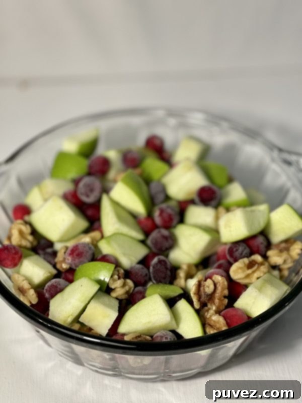Chopped apples; cranberries, and pecans