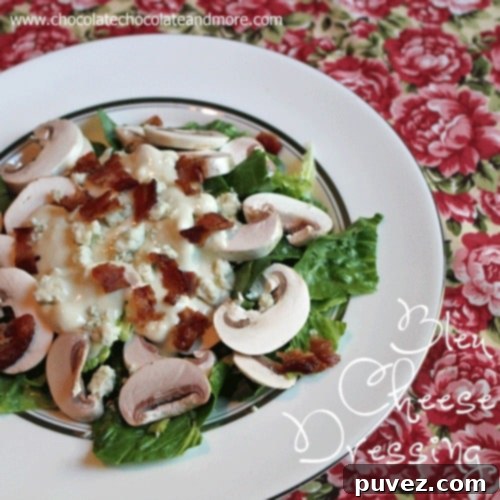 Homemade Bleu Cheese Dressing in a glass jar.