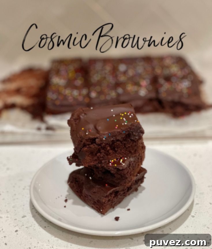 Homemade Cosmic Brownies with Ganache and Sprinkles