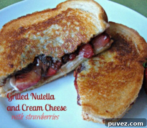 Grilled Nutella and Cream Cheese Sandwich with Strawberries, a perfect sweet treat