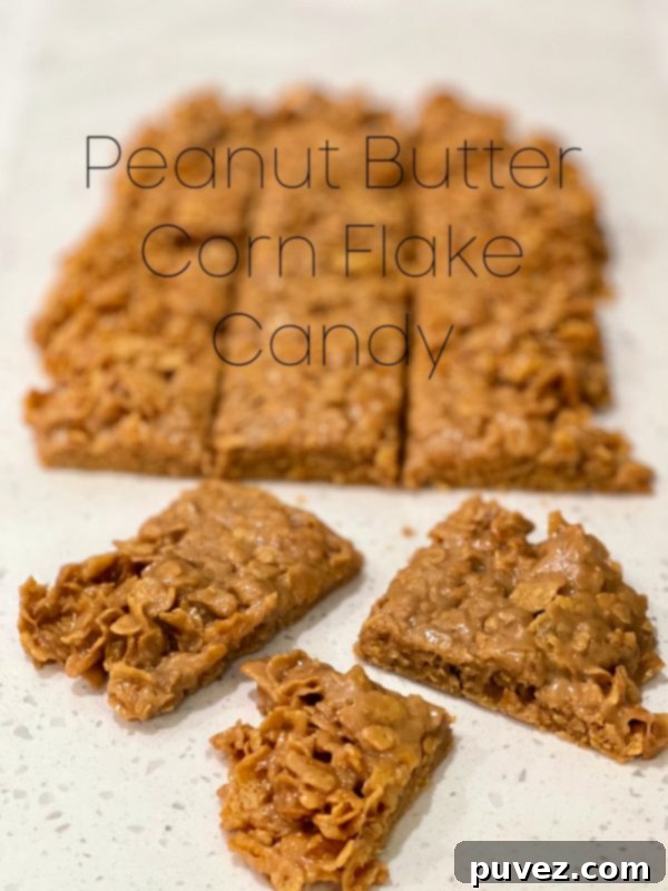 Delicious Peanut Butter Corn Flake Candy squares arranged beautifully