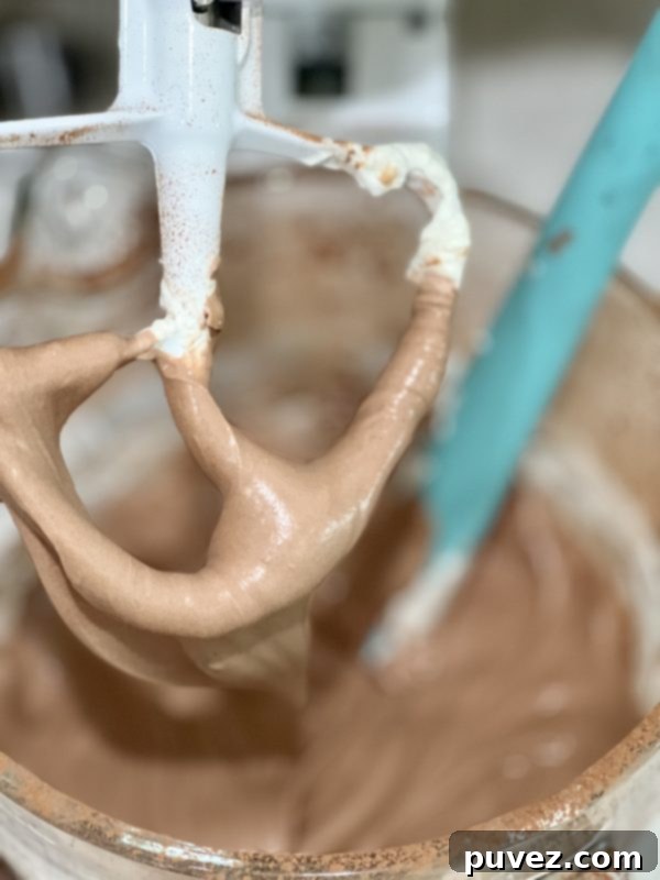 Creamy chocolate pie filling in a bowl, showing its smooth texture