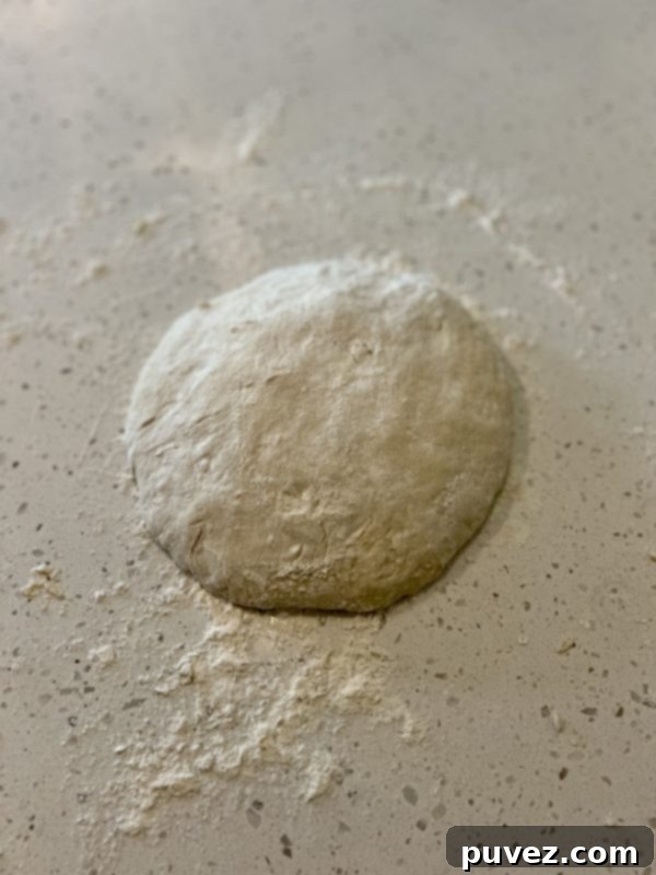 dough ball after being shaped