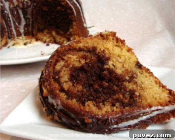 Beautiful Chocolate Syrup Swirl Bundt Cake with ganache and toasted coconut