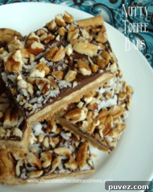 Irresistible Toffee Nut Squares 4 Close-up of baked Bisquick Nutty Toffee Bars