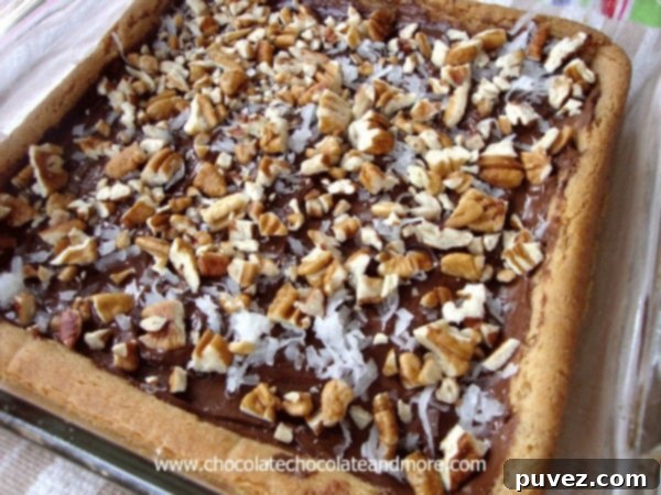 Irresistible Toffee Nut Squares 7 A tray of freshly baked Bisquick Nutty Toffee Bars, cooled and ready to cut