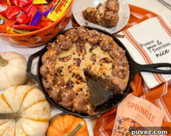Leftover Halloween Candy Cookie Cake 