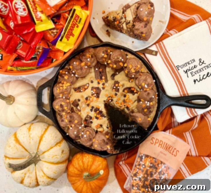Leftover Halloween Candy Cookie Cake